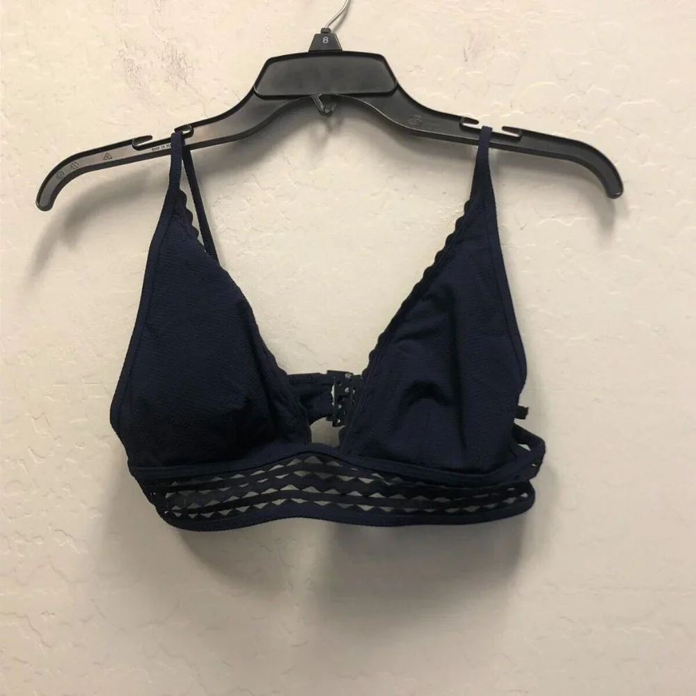 J. CREW Women's Blue Piqué french bikini top XXS AO842 - Picture 2 of 4